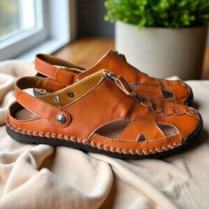 CAOUTCHOUC ( 44 ) Men's Leather Brown Casual Slip On/Sandal